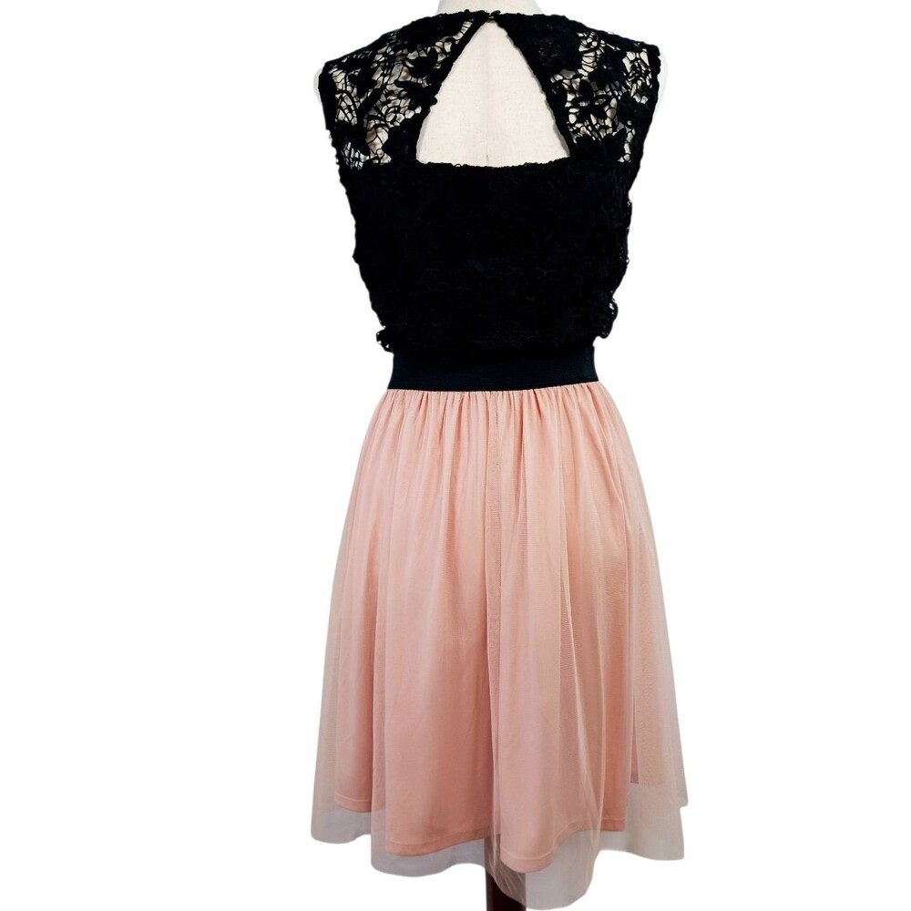 Formal Tulle Mini Dress Crochet Prom Cocktail Peach Black Size XL - Picture 3 of 14